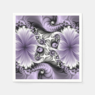 Flieder-Illusion abstrakte Blumen-Fraktal-Kunst-Fa Serviette