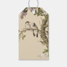 Flieder in Lila und Weiß mit Vogel, chinesisches A