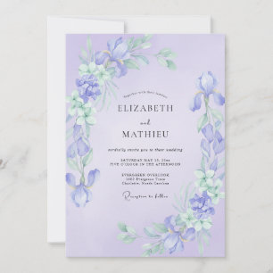 Flieder-Iris-Eukalyptus-Hochzeit Einladung