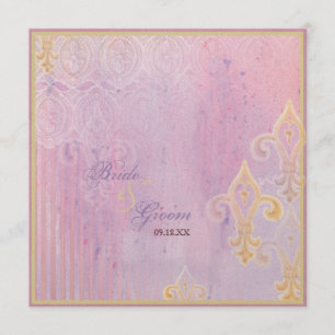 Flieder-Lavendel-Einladung Fleur di Lys Damask 2 Einladung