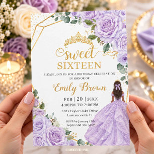 Flieder Lavendel Lila Rose Floral Sweet Sixteen 16 Einladung