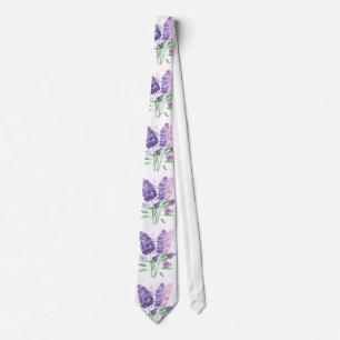 Flieder Lila Blumen Aquarell Natur Muster Krawatte