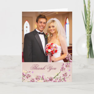 Flieder lila Blumen Hochzeitsfoto Danke Karte