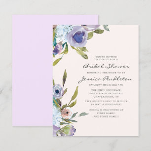 Flieder Lila Staubblau Florales Brautbad Einladung