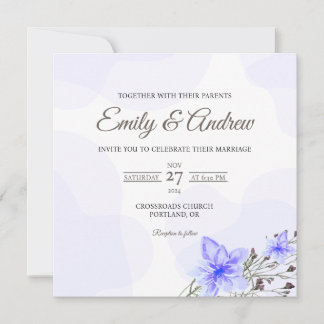 Flieder-Lilien-Aquarell-Blumen-Hochzeitsquadrat Einladung