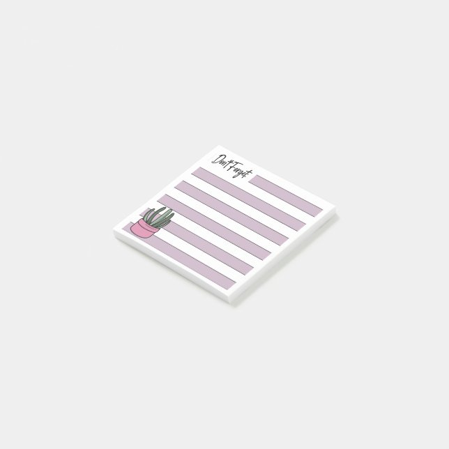 Flieder | Liniiert | Gettopfte Sukkulente -  Post-it Klebezettel (angewinkelt)