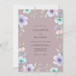 Flieder-Malerische-Flourish-Hochzeit Einladung