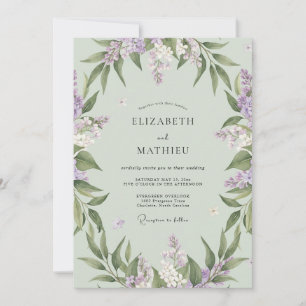 Flieder-Minz-Reben-Hochzeit Einladung