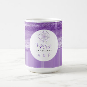 Flieder Modern Kariert Monogramm Kaffeetasse
