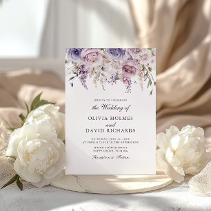 Flieder-Monogramm-Hochzeitseinladung Einladung