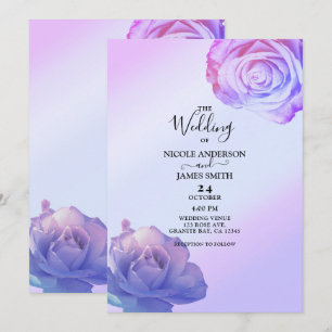 Flieder Purple Glow Rosen Elegante Florale Hochzei Einladung