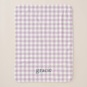 Flieder Purpur Gingham Monogrammiert Sherpadecke