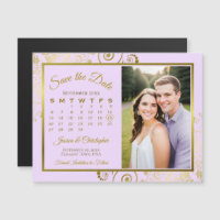 Flieder Purpur Gold Kalender Foto Datum Magnet