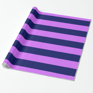 Flieder Purpur, Navy Blau XL Streifen Muster V Geschenkpapier