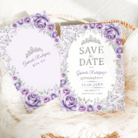 Flieder Purpur Silber Floral Quinceanera