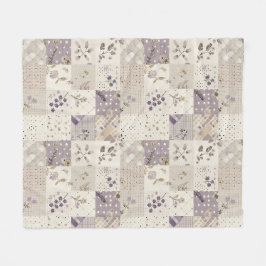 Flieder-Quilt-Patchwork-Gingham-Cottagecore-Blumen Fleecedecke
