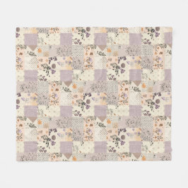 Flieder-Quilt-Patchwork-Gingham-Cottagecore-Blumen Fleecedecke