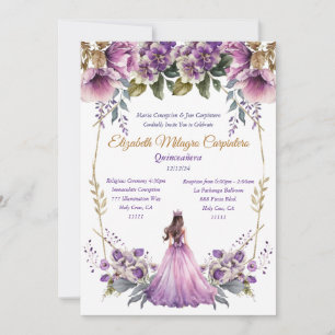 Flieder-Quinceañera-Einladung Einladung