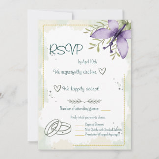 Flieder Schmetterling Aquarell RSVP Karte