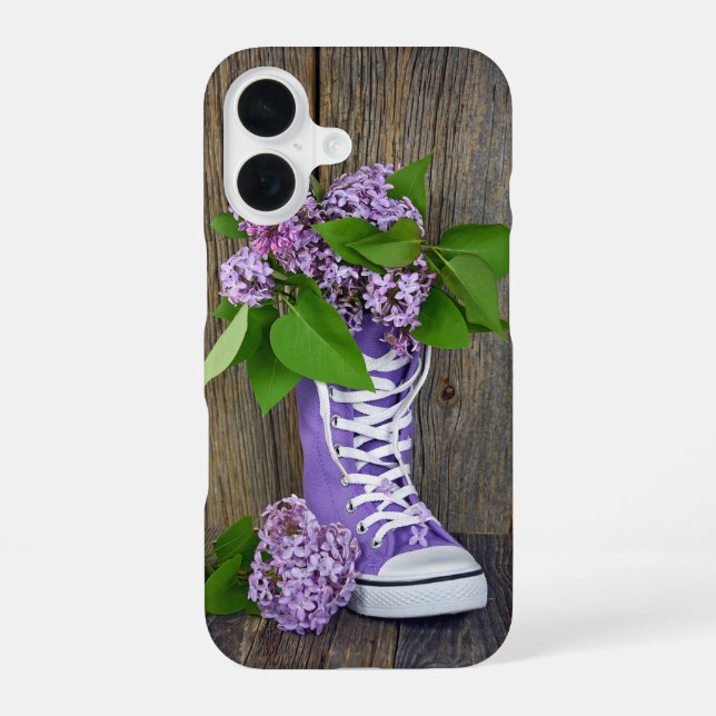 Flieder-Sneaker iPhone 16 Hülle (Rückseite)