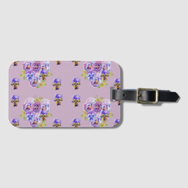 Flieder-Stiefmütterchen-Veilchen-Blumenmuster-Gepä Gepäckanhänger (Vorderseite (Horizontal))
