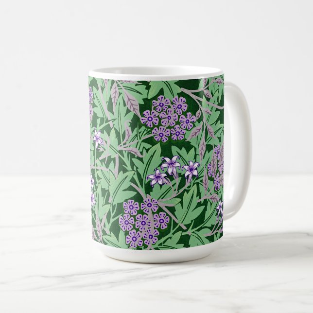 Flieder- und grünes Blumenmuster Kaffeetasse (VorderseiteRechts)