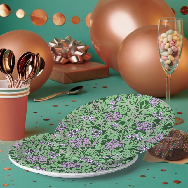 Flieder- und grünes Blumenmuster Pappteller (Multi)