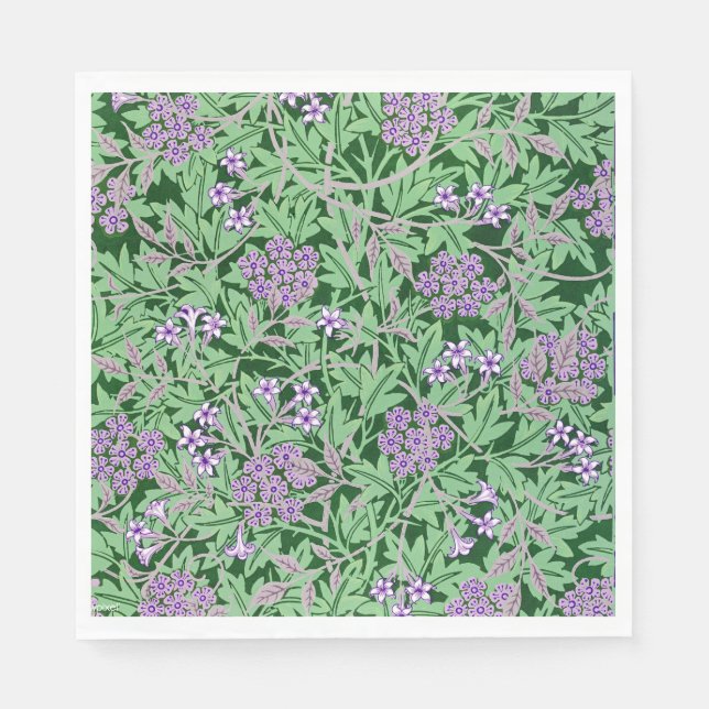 Flieder- und grünes Blumenmuster Serviette (Vorderseite)