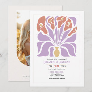 Flieder- und Lehmrosen-Abstraktes Florales Boho-Ho Einladung