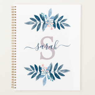 Flieder-Wasserfarben-Blumenmonogramm Planer
