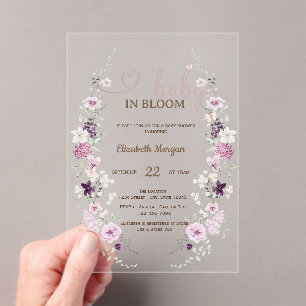 Flieder Wilde Blumen Schmetterlinge Rosa Streifen Acryleinladungen