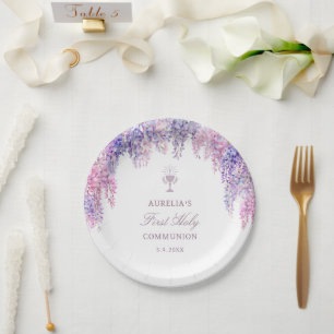 Flieder Wisteria Bogen Erstkommunion Pappteller