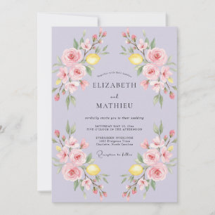 Flieder-Zitrone-Citrus-Eukalyptus-Hochzeit Einladung