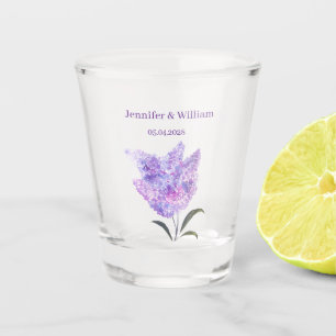 Fliederblumen Aquarell Florale Hochzeit Schnapsglas