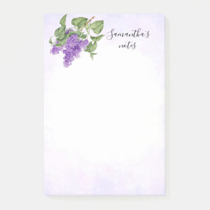Fliederblüten-Vintage-Botanik Lila Grün Floral Post-it Klebezettel