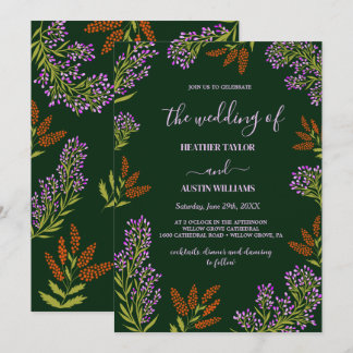 Fliederfarbene bunte Wildblumen-Botanical-Hochzeit Einladung