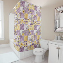 Fliederfarbene Patchwork-Quiltdecke im rustikalen