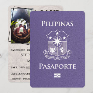 Fliederfarbener philippinischer Reisepass Save The Date