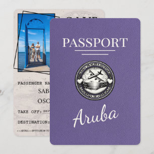 Fliederfarbenes Aruba Reisepass Save The Date