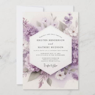 Fliederhafte Gaze-Blüten-Hochzeit Einladung