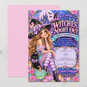 Fliederhexen-Nacht-out Magische Halloween-Party Einladung