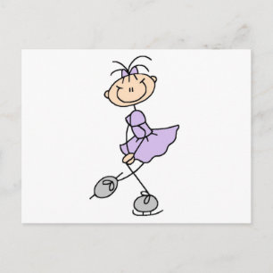 Fliederkleid-Figur-Eisläufer-T-Shirts und Geschenk Postkarte