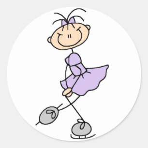 Fliederkleid-Figur-Eisläufer-T-Shirts und Geschenk Runder Aufkleber