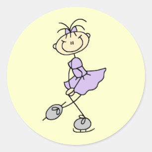 Fliederkleid-Figur-Eisläufer-T-Shirts und Geschenk Runder Aufkleber