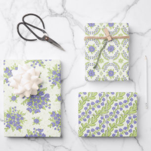 Fliederlila Blumen Frühjahrsblüten Geschenkpapier Set