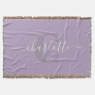 Fliederlila Personalisiertes Skript Monogramm Na Decke