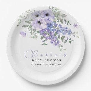 Fliederpurpur-Blumen-Baby-Party Pappteller
