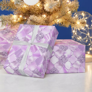 Fliederpurpur Marokkanisches Vierblattmuster Geschenkpapier