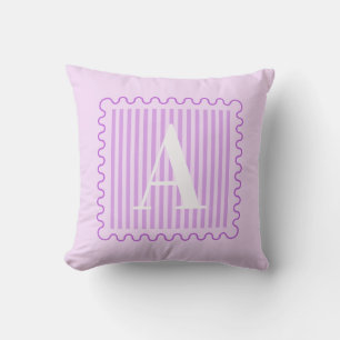 Fliederpurpur Monogramm Preppy geschweift Kissen