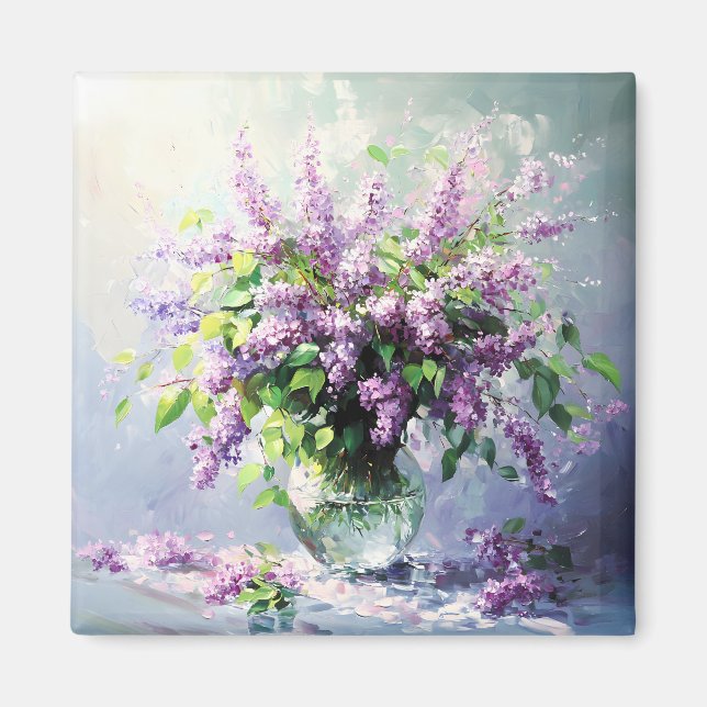 Fliederstrauß in Lavendelblüten Magnet (Vorne)